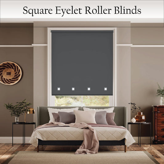 Square Eyelet Light Filtering Roller Blinds – Charcoal
