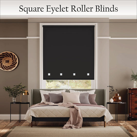 Square Eyelet Light Filtering roller blinds – Black