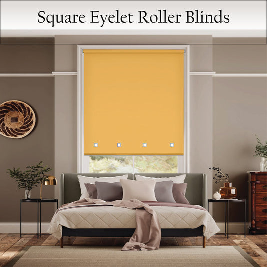 Square Eyelet Light Filtering roller blinds – Ochre Yellow