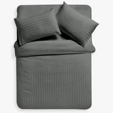 Dark Grey Satin Stripe Duvet Cover Bedding set