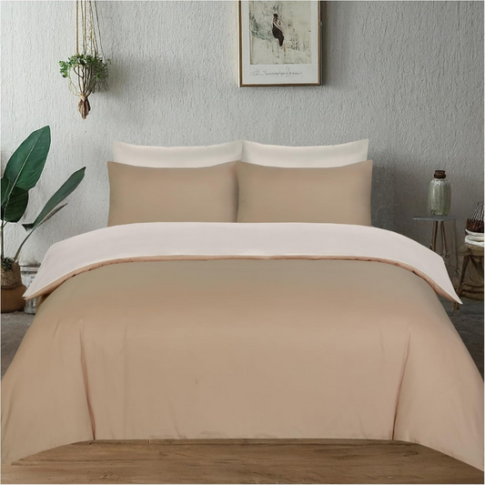 Mink & cream Microfiber Reversible Duvet Cover