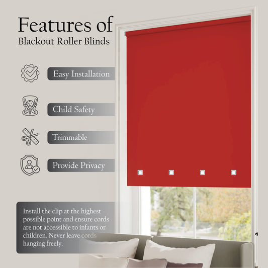 Square Eyelet Light Filtering roller blinds – Red