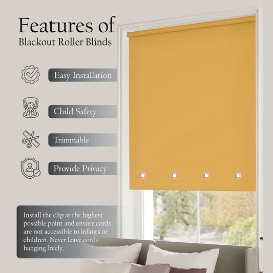 Square Eyelet Light Filtering roller blinds – Ochre Yellow