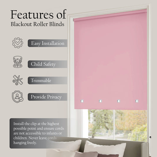 Square Eyelet Light Filtering roller blinds – Pink