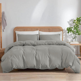 Plain Duvet Cover Set - Silver Grey