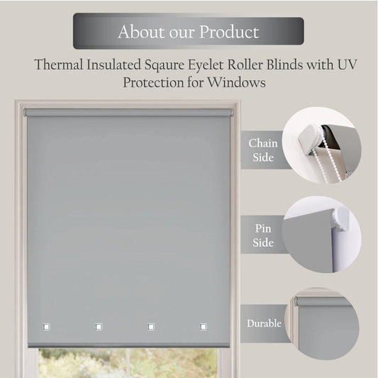 Square Eyelet Light Filtering roller blinds – Light Grey