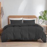 Plain Duvet Cover Set - Black