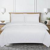White Satin Stripe Duvet Cover Bedding set