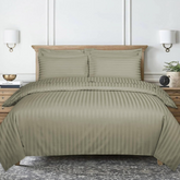 Beige Satin Stripe Duvet Cover Bedding set