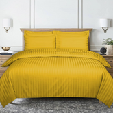 Ochre Satin Stripe Duvet Cover Bedding set