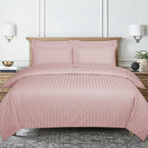 Pink Blush Satin Stripe Duvet Cover Bedding set