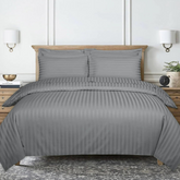 Light Grey Satin Stripe Duvet Cover Bedding set