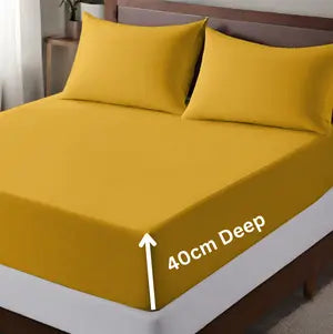 microfiber 40cm Extra Deep fitted sheet ochre yellow