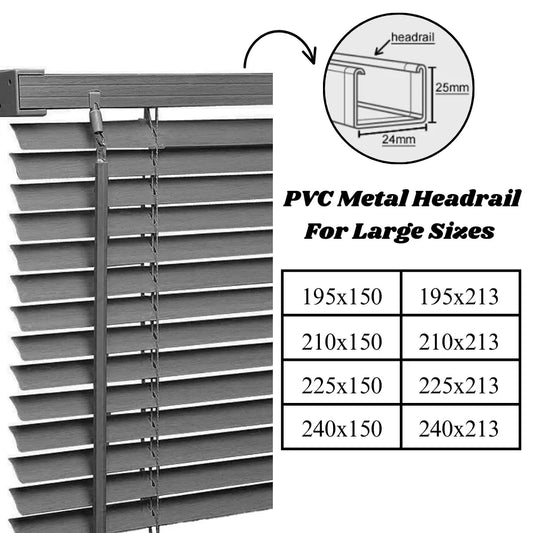 Grey PVC Metal Headrail Venetian blinds 25mm Slats Window Treatment Trimmable Easy Fit Child Safe Home office EV Dekor