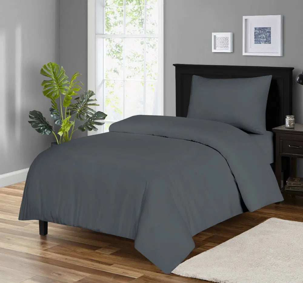 microfiber plain duvet cover set charcoal