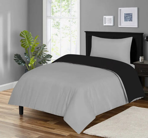 microfiber duvet cover set reversible blaack grey