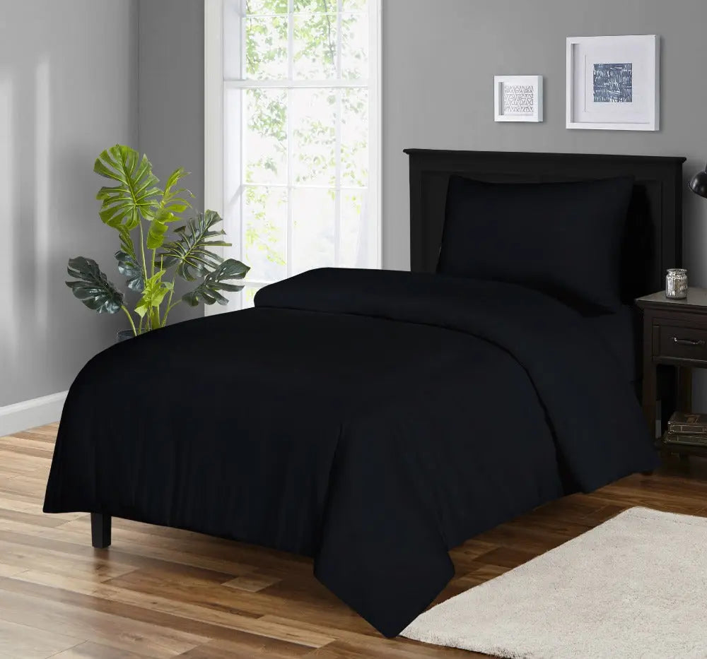 microfiber plain duvet cover set black