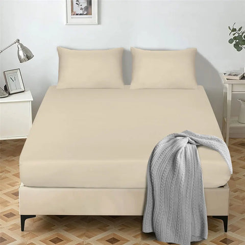 Deep Fitted Sheet Cotton Beige