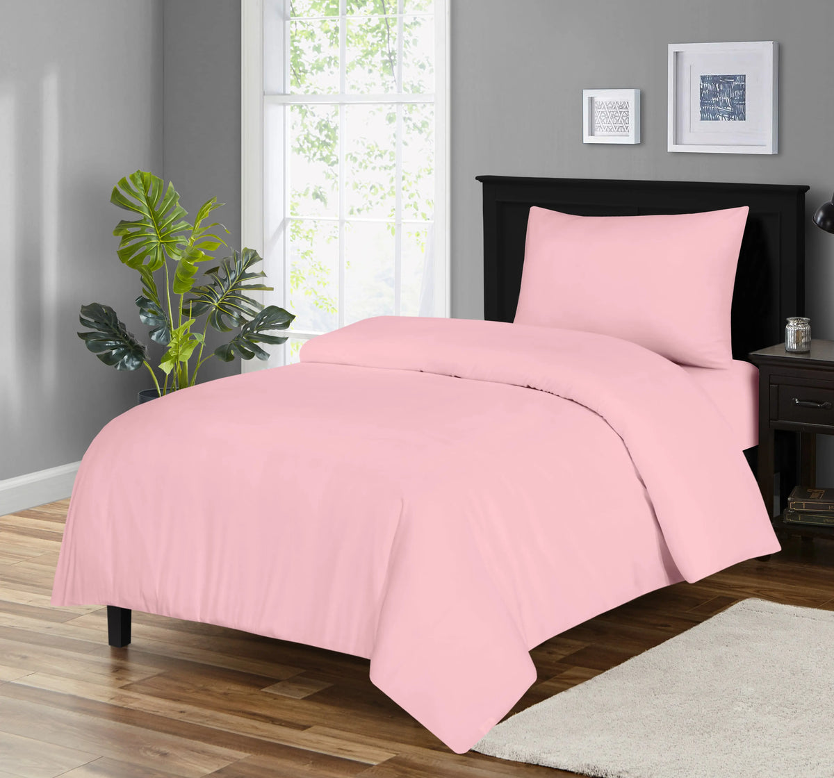 Blush Pink Microfiber Duvet Cover Set Premium Quality Royal Home Furnishing