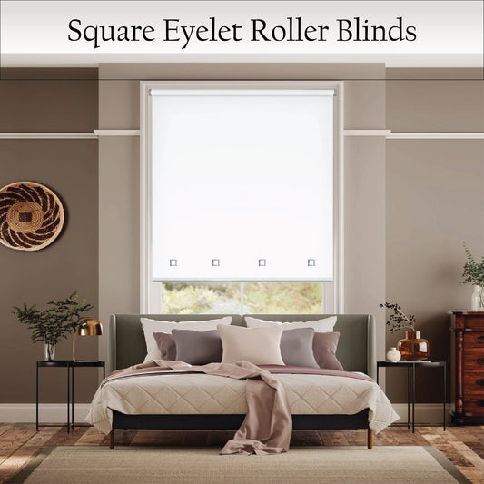 Square Eyelet Light Filtering roller blinds – White