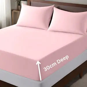 microfiber 30cm extra deep fitted sheet blush pink