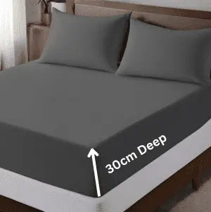 Microfiber 30 Cm Extra Deep Fitted Sheets- Charcoal Grey Royal Home Furnishing