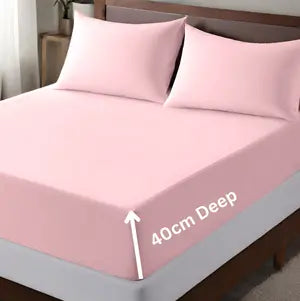 microfiber 40cm extra deep fitted sheet blush pink