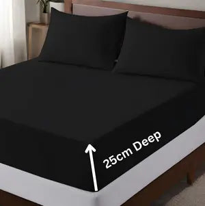 microfiber 25cm deep fitted sheet black