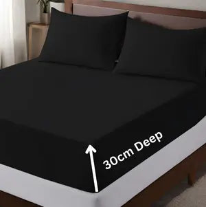 Microfiber extra deep 30cm fitted sheet Black