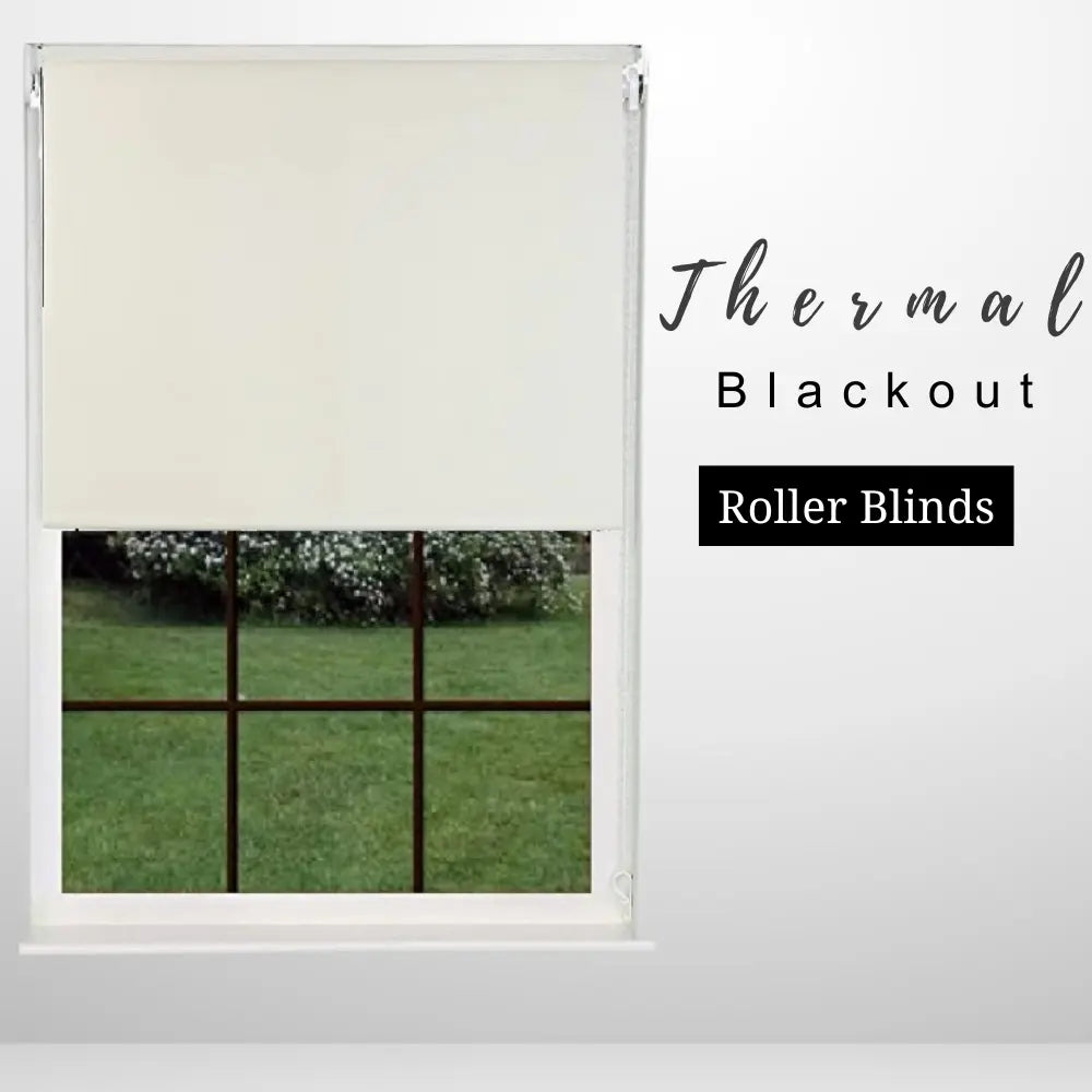 Cream Thermal Blackout roller blinds polyester Trimmable insulated UV protection child safe EV Dekor