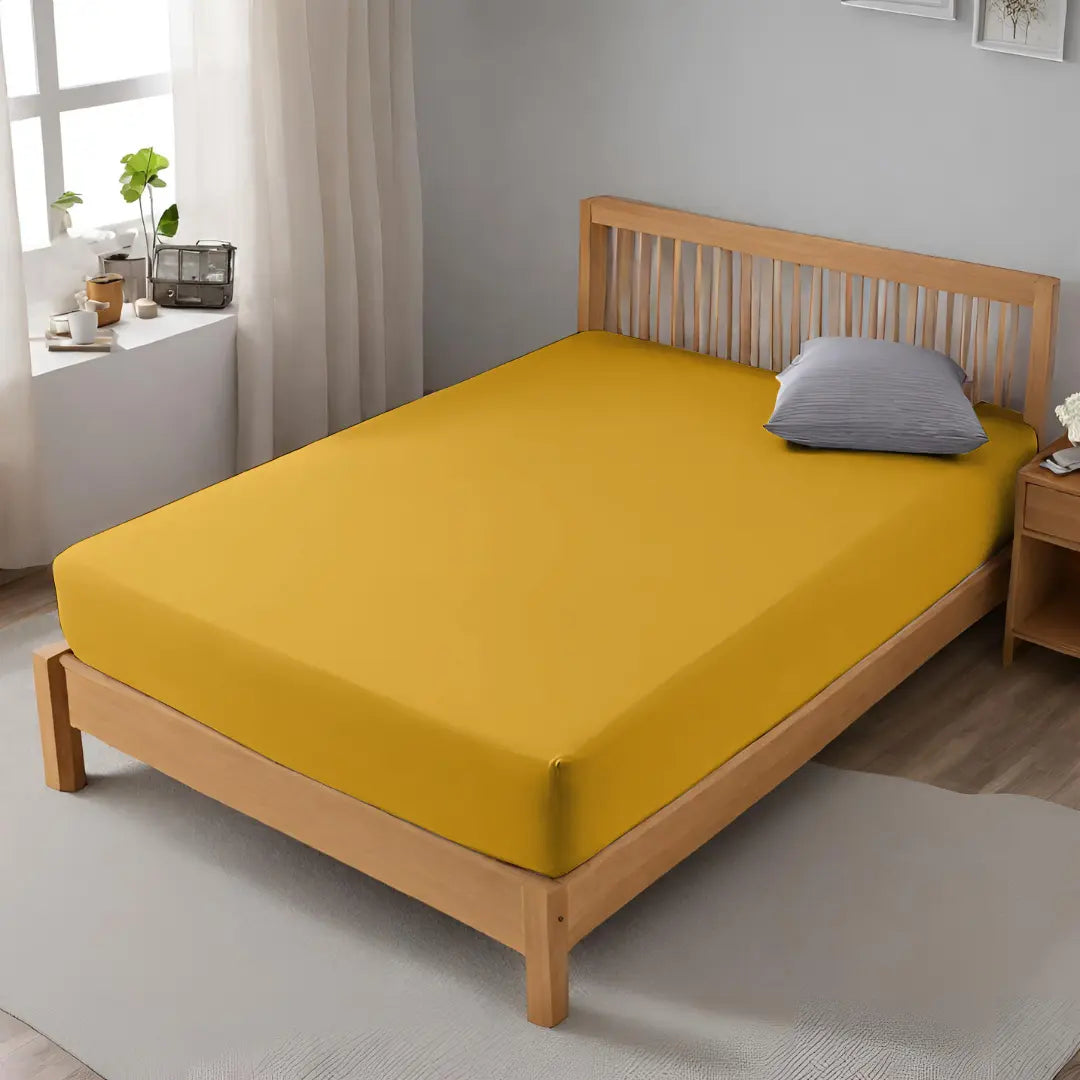 microfiber 30cm fitted sheet ochre Yellow