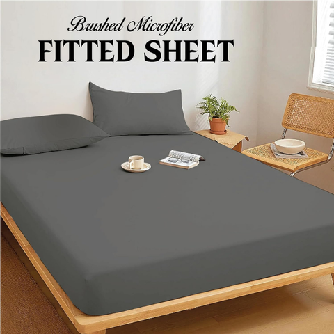 Charcoal  Brushed Microfiber fitted sheets 30 cm Deep 100% Polyester