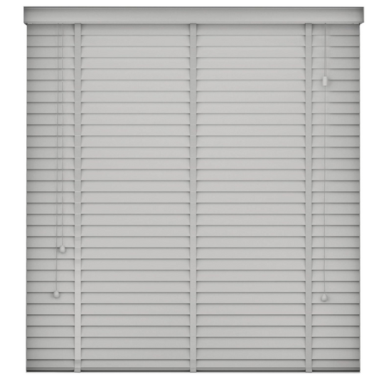 Grey Faux Wood Wooden PVC Window Venetian Blind/Blinds - Easy Fit Child Safe Trimmable Shutters - 50MM Slats with Matching Facia (Grey, Width: 45cm / Length: 150cm)