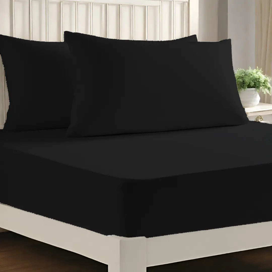 microfiber 40cm Extra Deep fitted sheet black