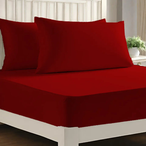 microfiber 25cm deep fitted sheet Red