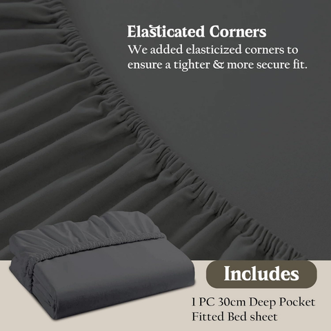 Charcoal  Brushed Microfiber fitted sheets 30 cm Deep 100% Polyester