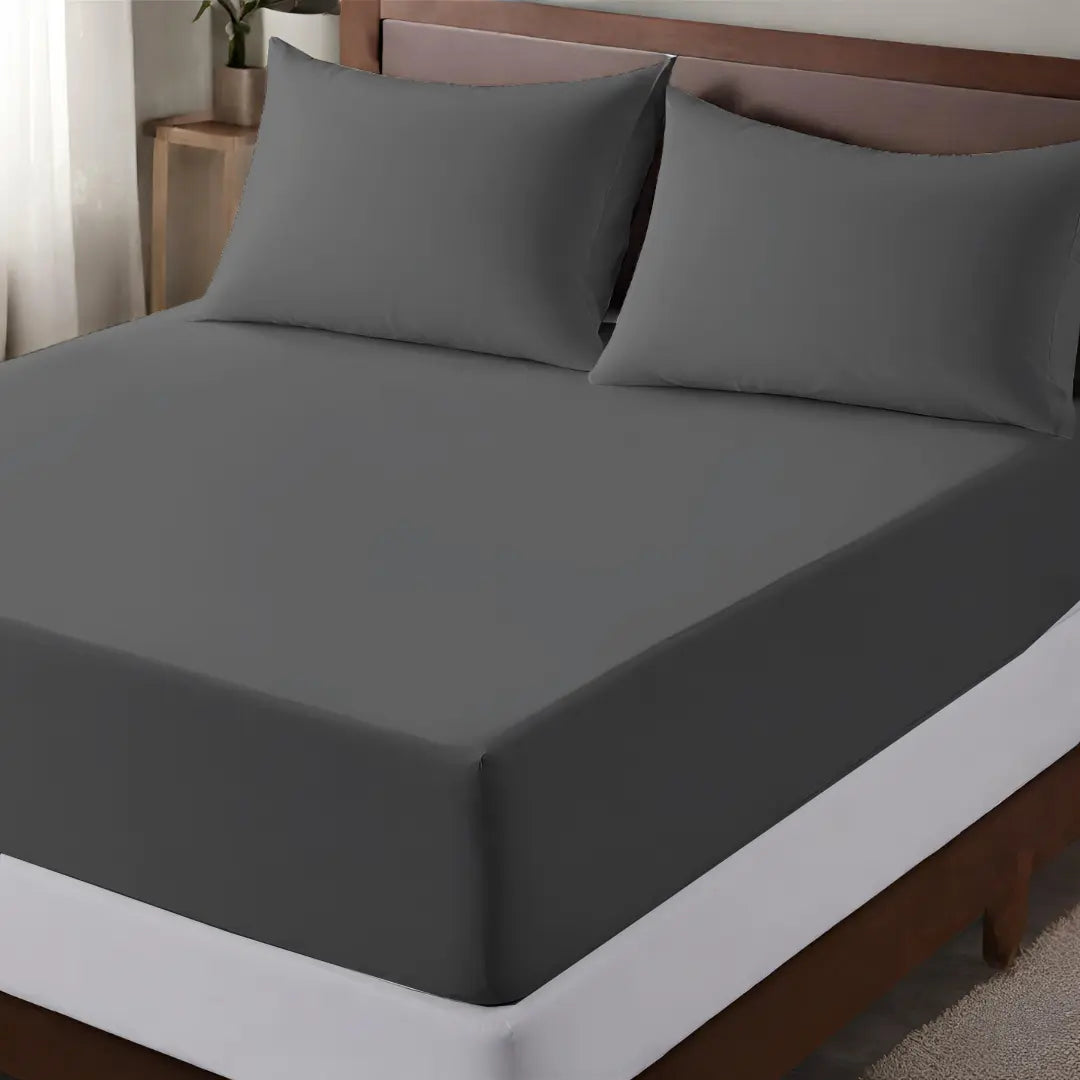 Microfiber fitted sheet 25cm charcoal