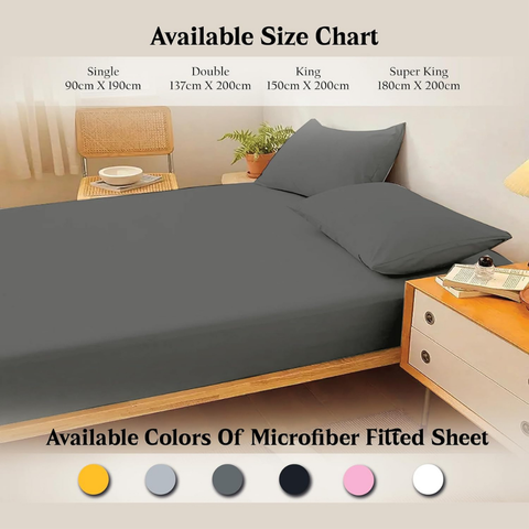 Charcoal  Brushed Microfiber fitted sheets 30 cm Deep 100% Polyester