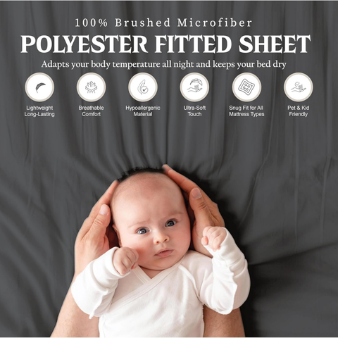 Charcoal  Brushed Microfiber fitted sheets 30 cm Deep 100% Polyester