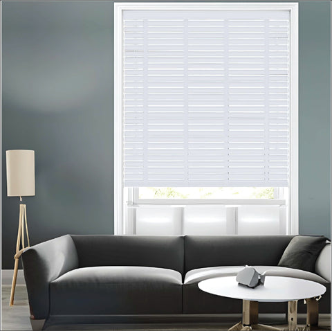 White Faux Wood Venetian Blinds With Tapes 50MM Slats Window Blind RoyalHomeFurnishing