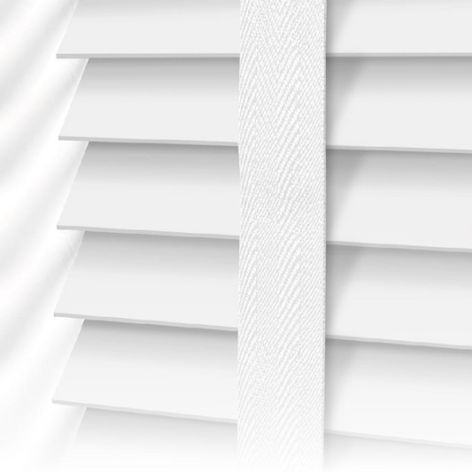 Faux Wood Window Blinds with Tape, 50mm Slats, Easy Fit Home Office Venetian Blinds (45 X 150cm) - White window blinds