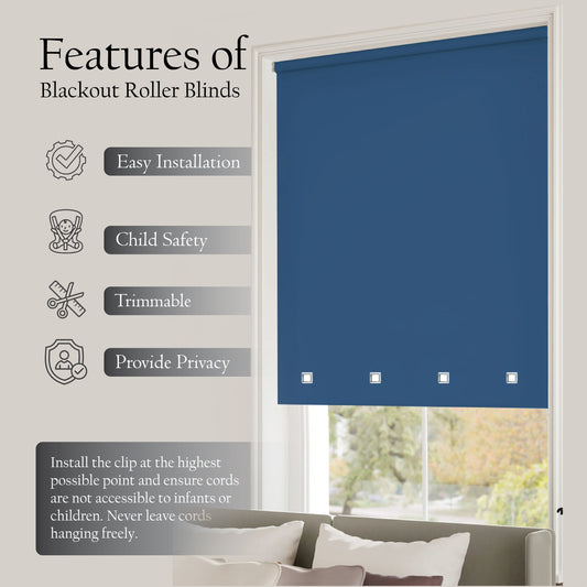 Square Eyelet Light Filtering roller blinds – Navy Blue