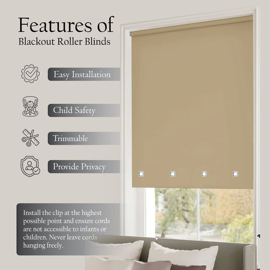 Square Eyelet Light Filtering roller blinds – Cappuccino