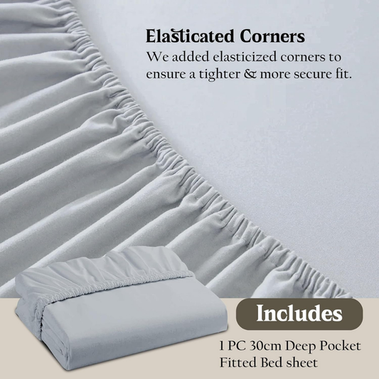 Light Grey Brushed Microfiber fitted sheets 30 cm Deep 100% Polyester