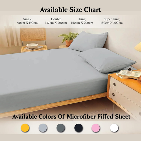 Light Grey Brushed Microfiber fitted sheets 30 cm Deep 100% Polyester