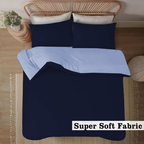 Microfiber Reversible Duvet Cover- Blue& light blue Plain Bedding Sets