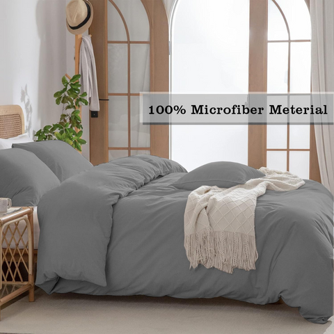 MIcrofiber Plain Duvet Covers - Silver Grey
