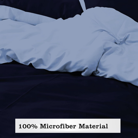 Microfiber Reversible Duvet Cover- Blue& light blue Plain Bedding Sets