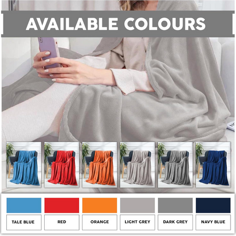 Flannel Fleece Throw Blanket Soft Sofa Bed Blankets Bedspread, Plain Light Grey
