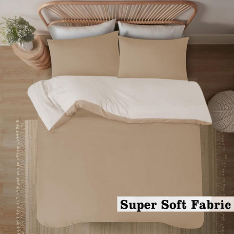 Mink & cream Microfiber Reversible Duvet Cover